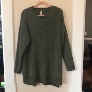 Army green soft long sweater